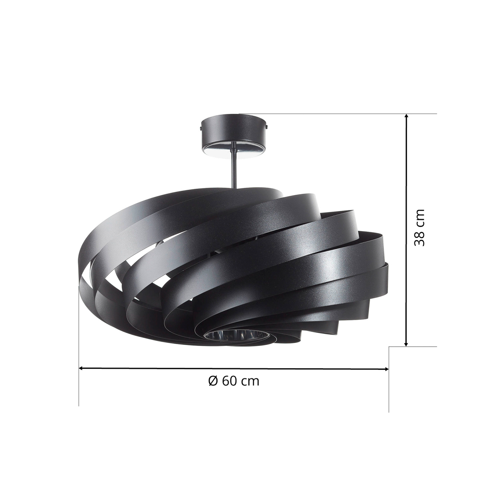 Vento Deckenleuchte, schwarz, Ø 60 cm, Metall, E27 - Domiluce