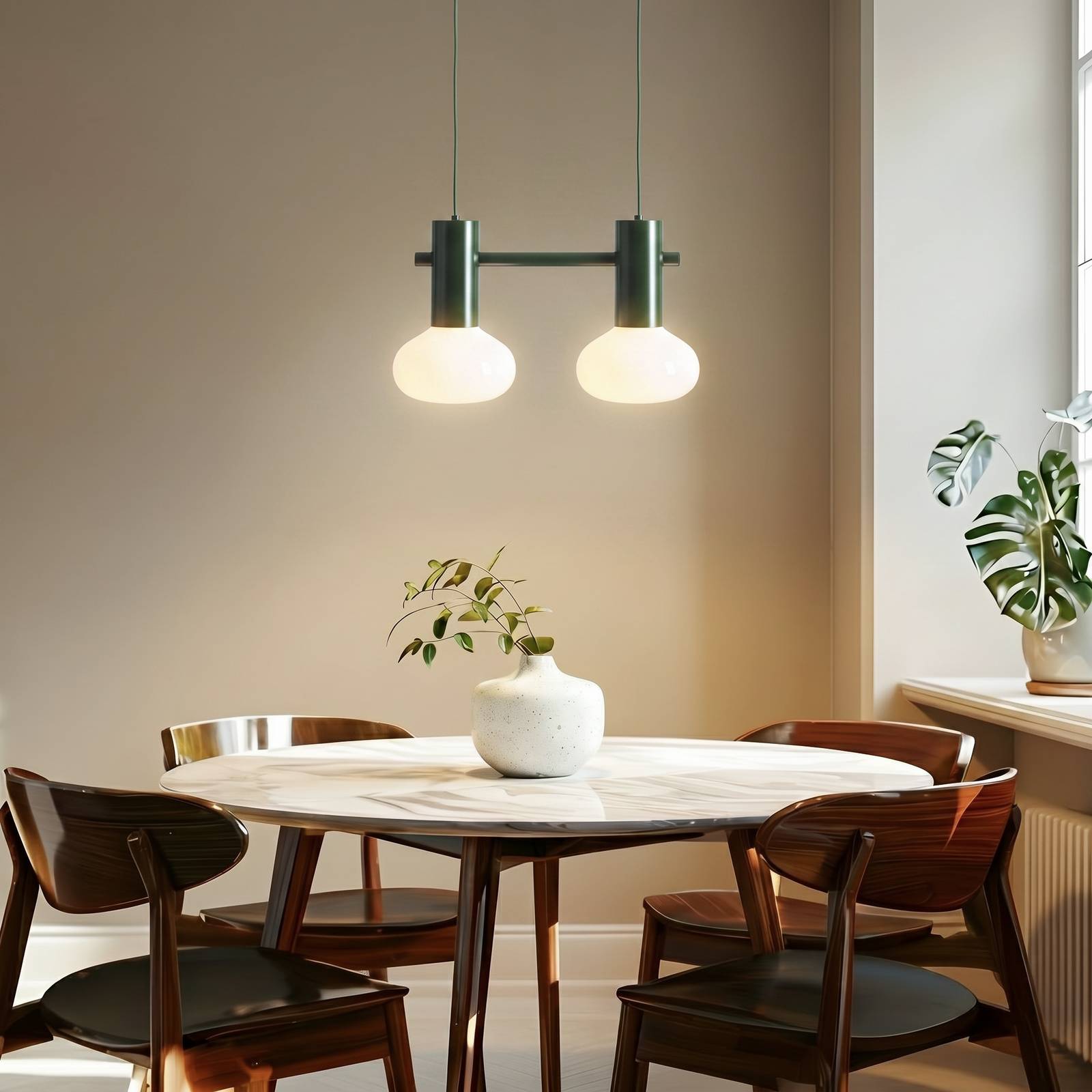 ALDEX Hanglamp Flo, groen, 2-lamps, glas