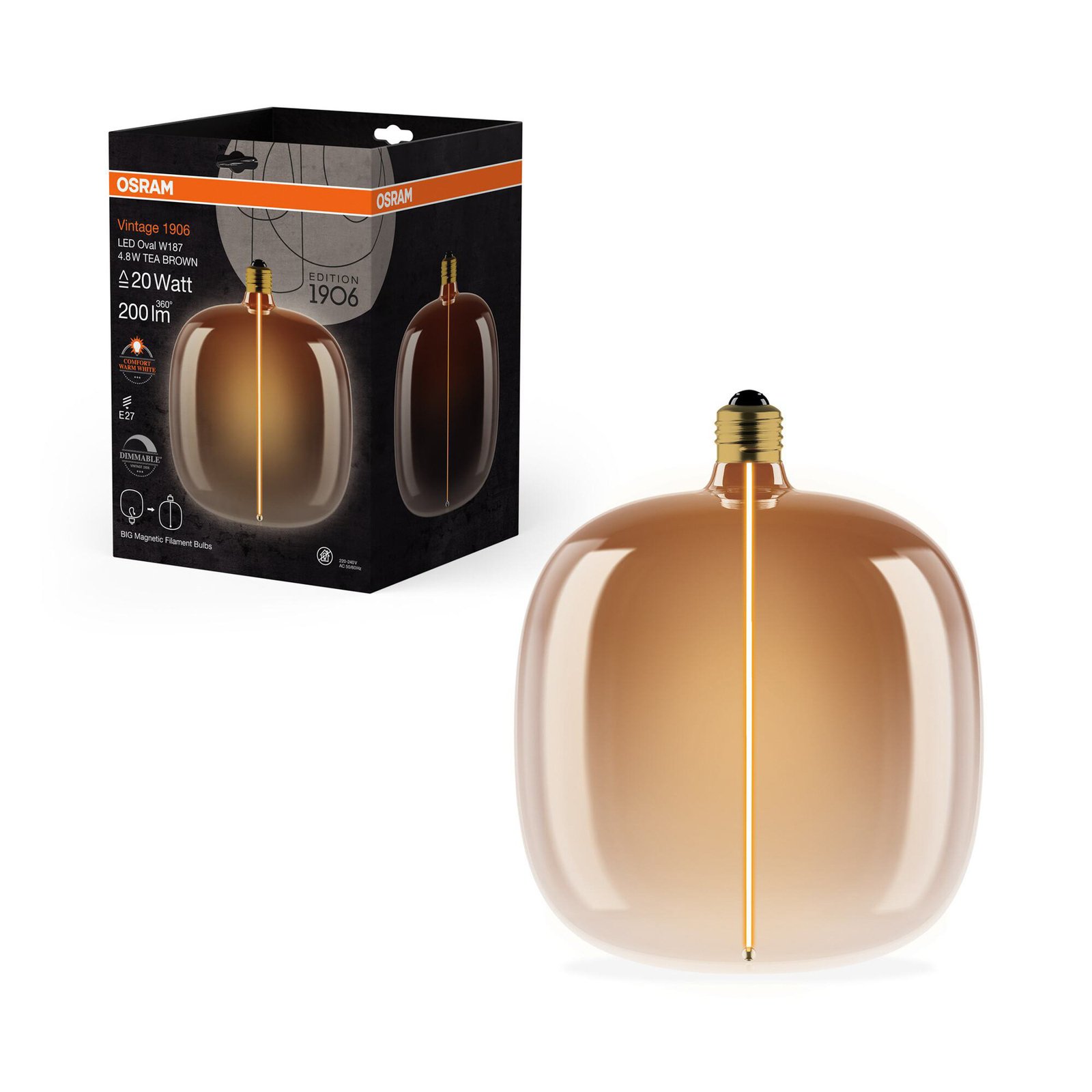 OSRAM LED Vintage Big Oval E27 4,8W 818 Žiarovka hnedá tmavá