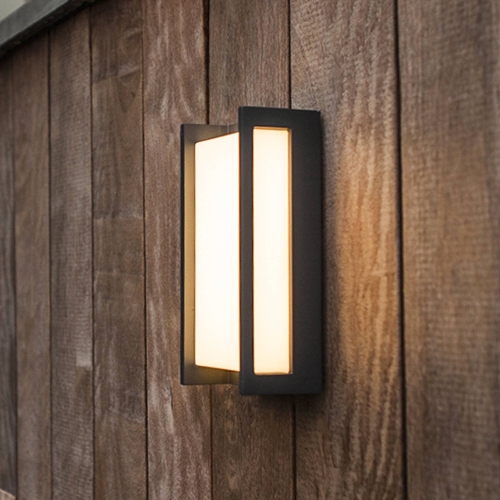 LUTEC connect Applique d'extérieur LED intelligente QUBO, gris foncé, 22 cm, IP54, RVB, CCT