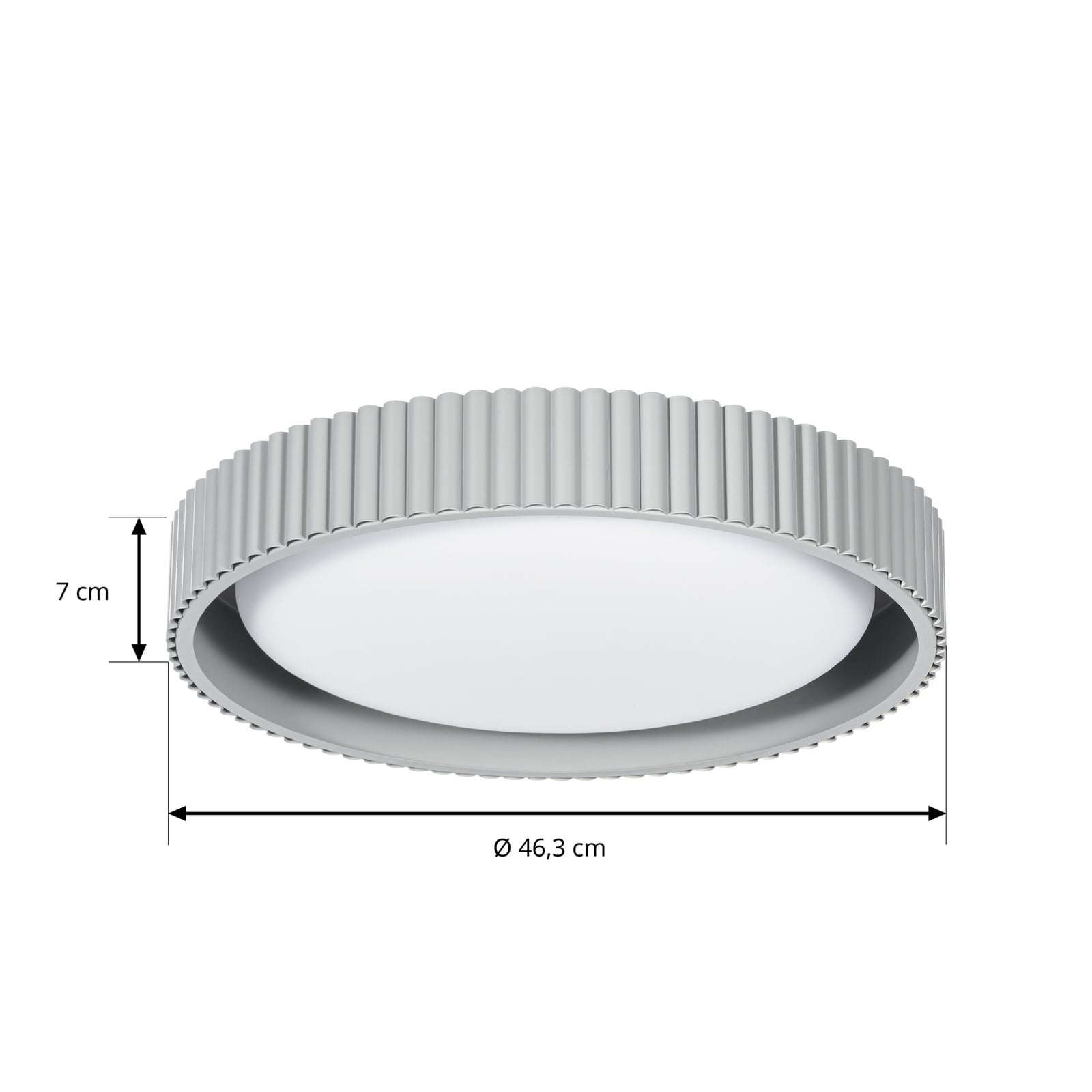 Stropné LED svetlo Colbie, sivé s rebrovaním, Ø 46 cm, stmievateľné – Lindby Stropné LED svetlo Colbie, sivé s rebrovaním, Ø 46 cm, stmievateľné – Lindby
