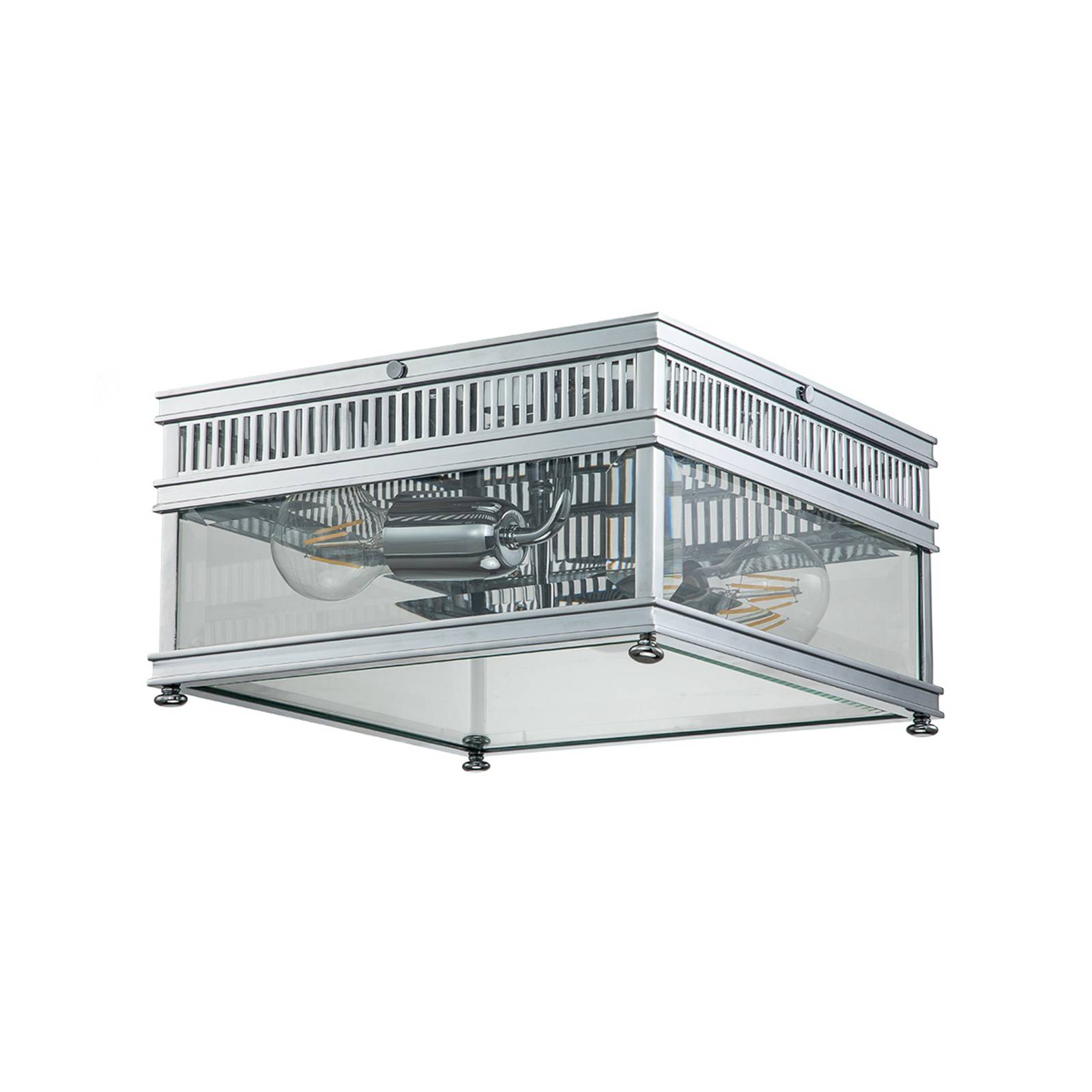 Lighting holborn-f-pc Deckenleuchte holborn E27 2x60W IP44 Solides Messing Chrom poliert Glas klar H165cm L30cm B30cm dimmbar - Elstead