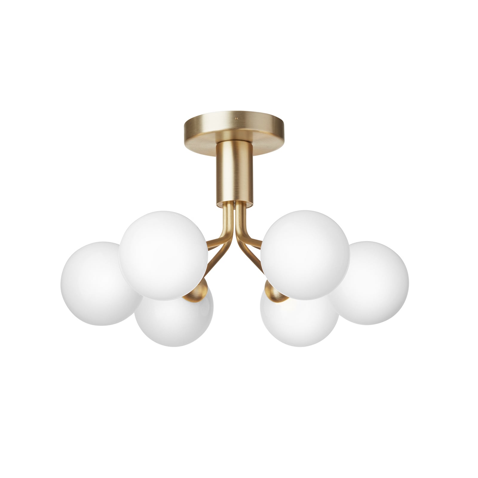 Apiales 6 loftlampe, messing/opal, Ø 50 cm, 6 lyskilder - Nuura