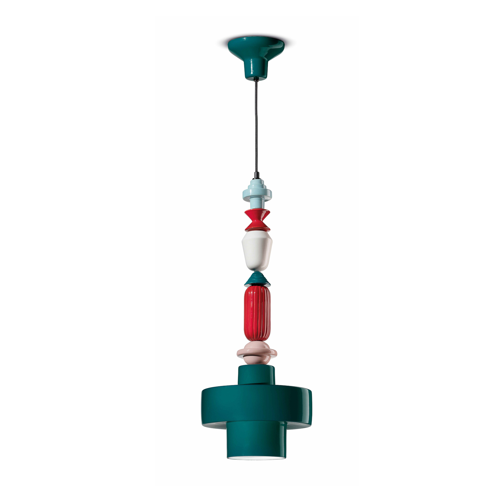 Lariat pendant light, ceramic elements, height 74 cm