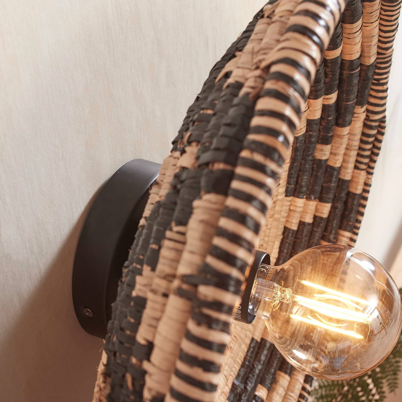 Lampa sufitowa Good & Mojo Andros, czarny/naturalny, Ø 45 cm