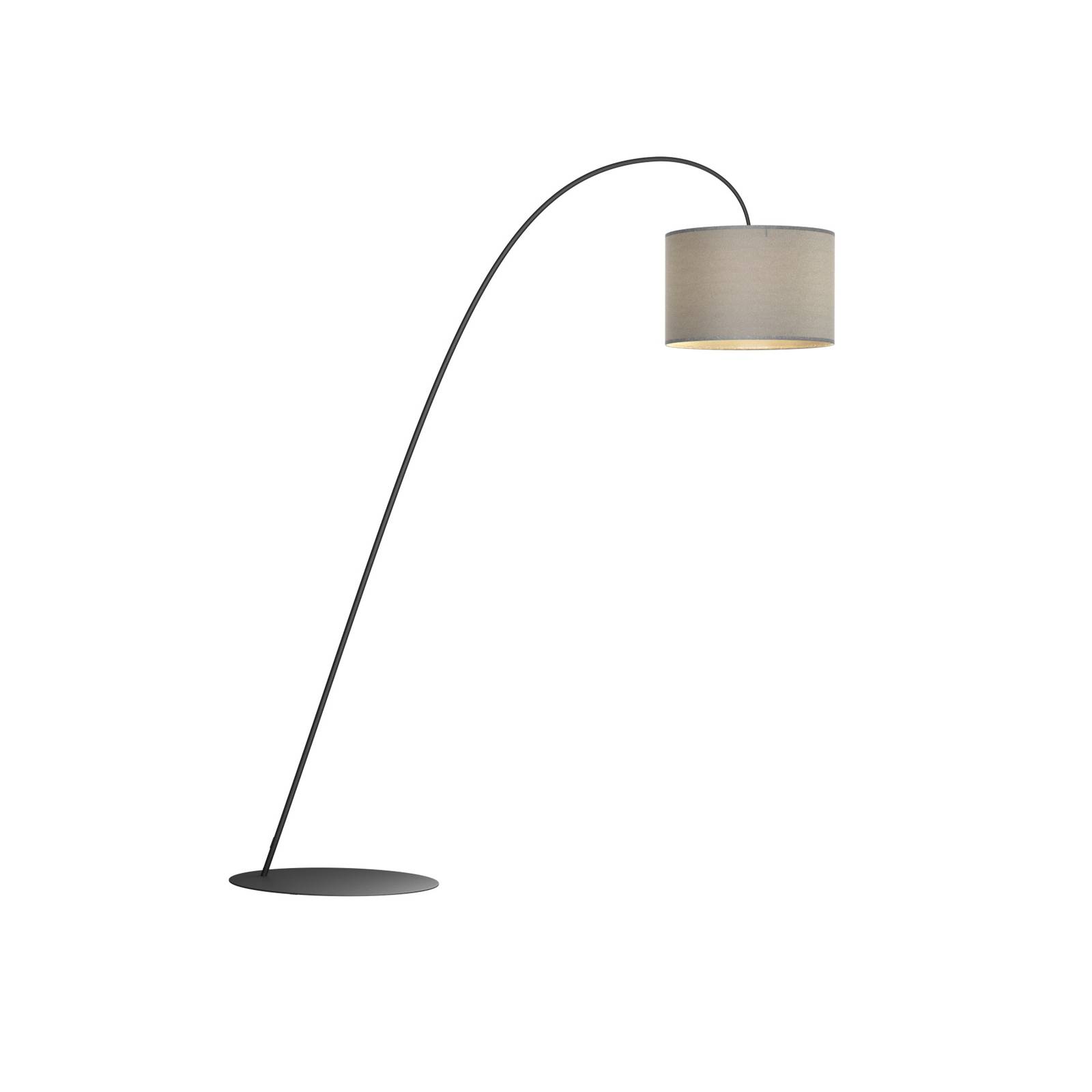 Lampadaire arqué Alice avec abat-jour tissu gris