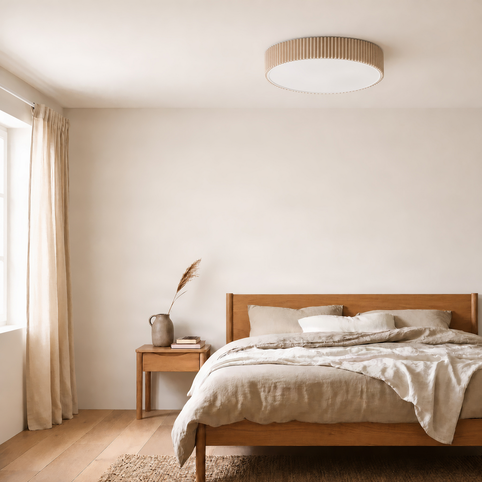 Lindby taklampe Zoey, Ø 52 cm, beige, lin Lindby taklampe Zoey, Ø 52 cm, beige, lin