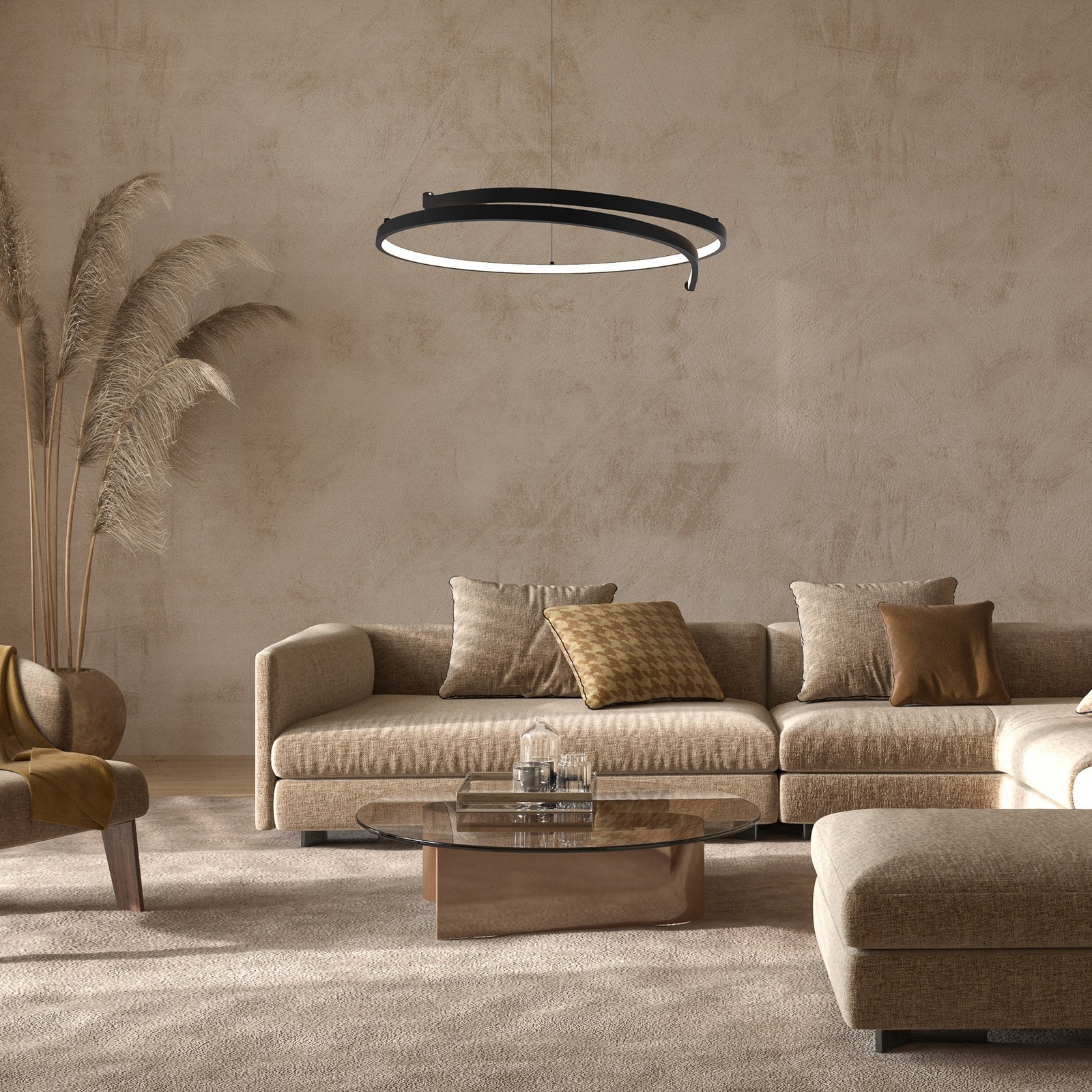 LED-Hängeleuchte Lorenzo, Metall, schwarz, 4.000 K