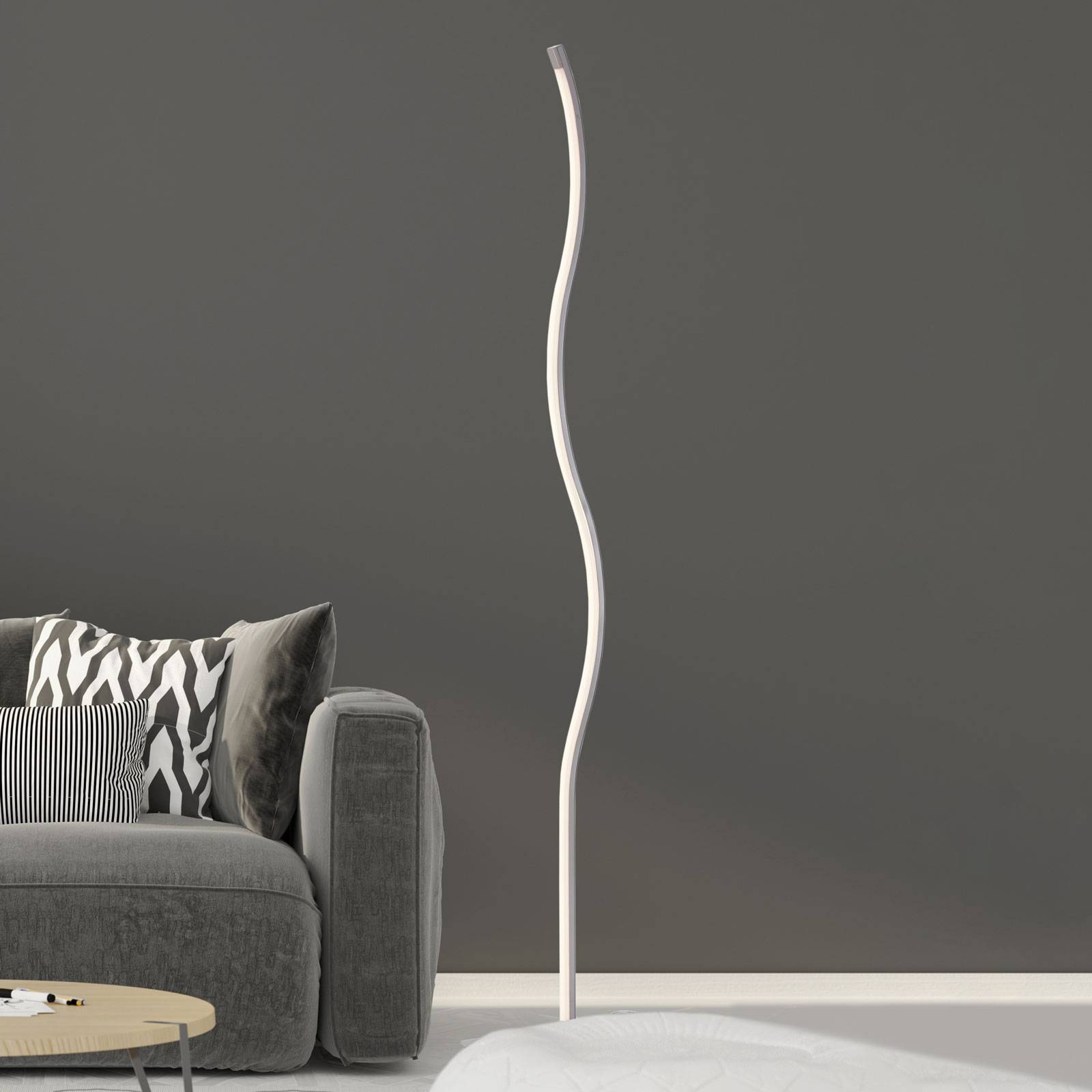 Brilonger LED floor lamp 1367-012 wavy, with dimmer, for Living / Dining Room, metal, plastic, 12 W, energy efficiency: A+, H: 148 cm