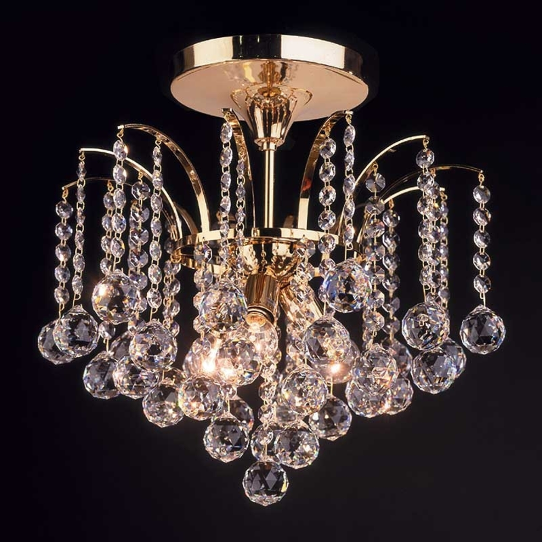 Orion Lennarda ceiling light, crystal / gold 42 cm, for Living / Dining Room, Solid brass, crystals, E14, 40 W, energy efficiency: A++, H: 38 cm