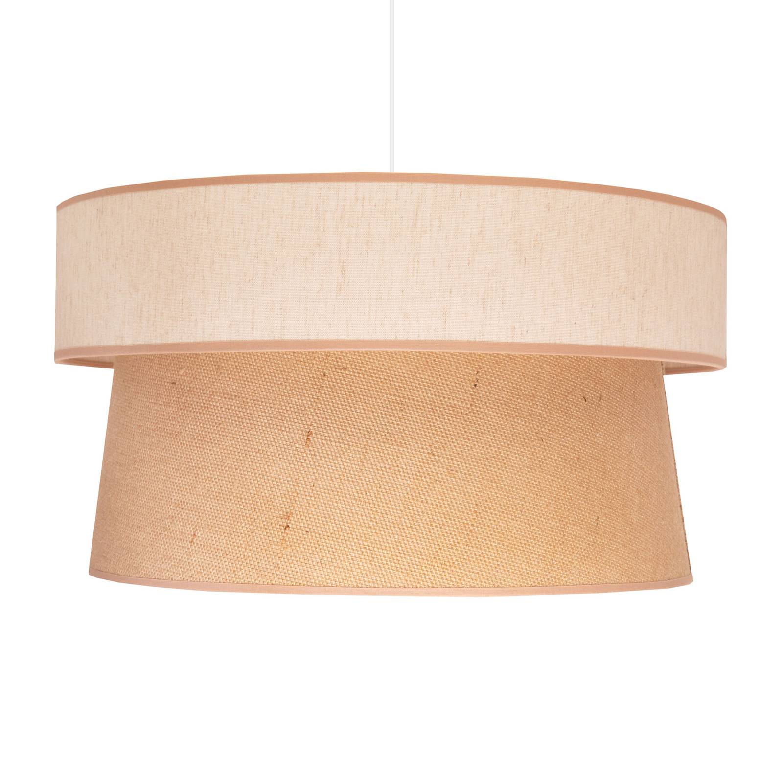 Suspension Etnic abat-jour double beige/jute