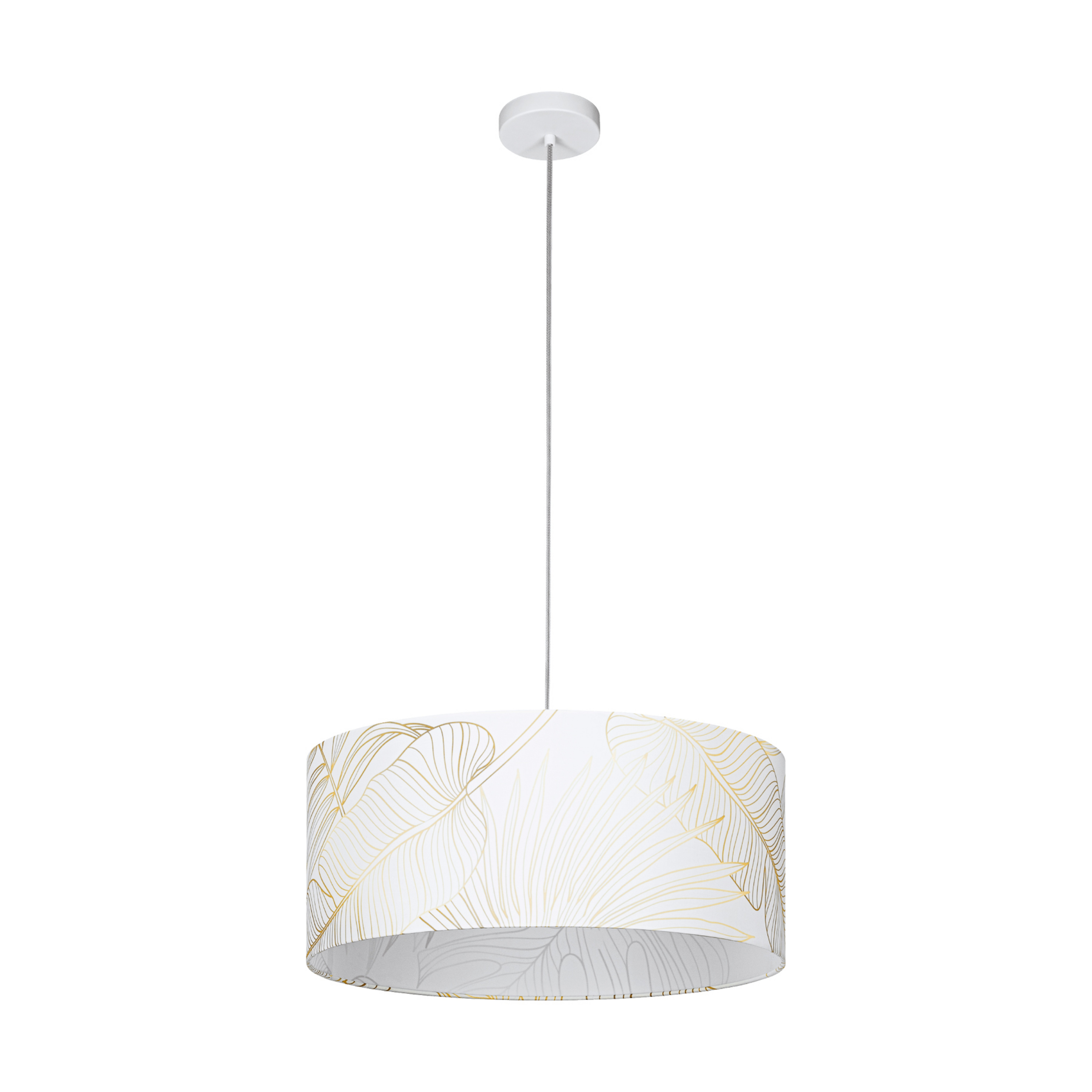 Lampa wisząca Bucamaranga biała z nadrukiem motywu liści