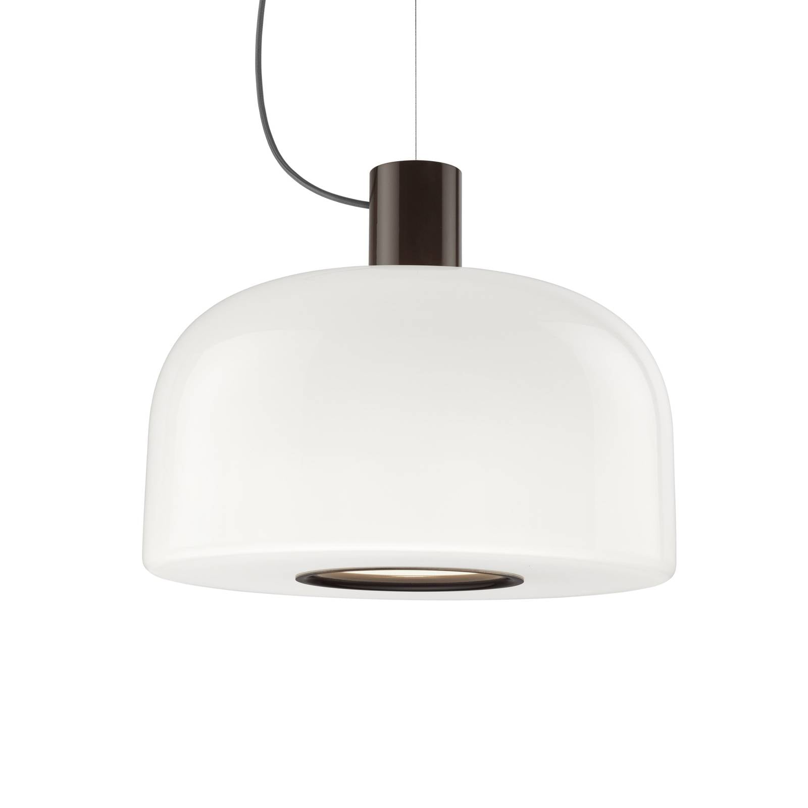 FLOS Hängeleuchte Bellhop Glass S2, schokobraun, Ø 45 cm