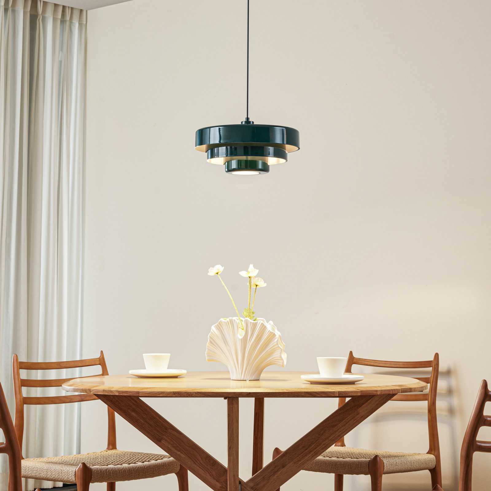 Lindby piekaramā lampa Tivra, zaļa, Ø 35 cm, metāls, E27