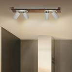 LEDVANCE Faretto da soffitto Mercury GU10, a 4 luci, legno/bianco