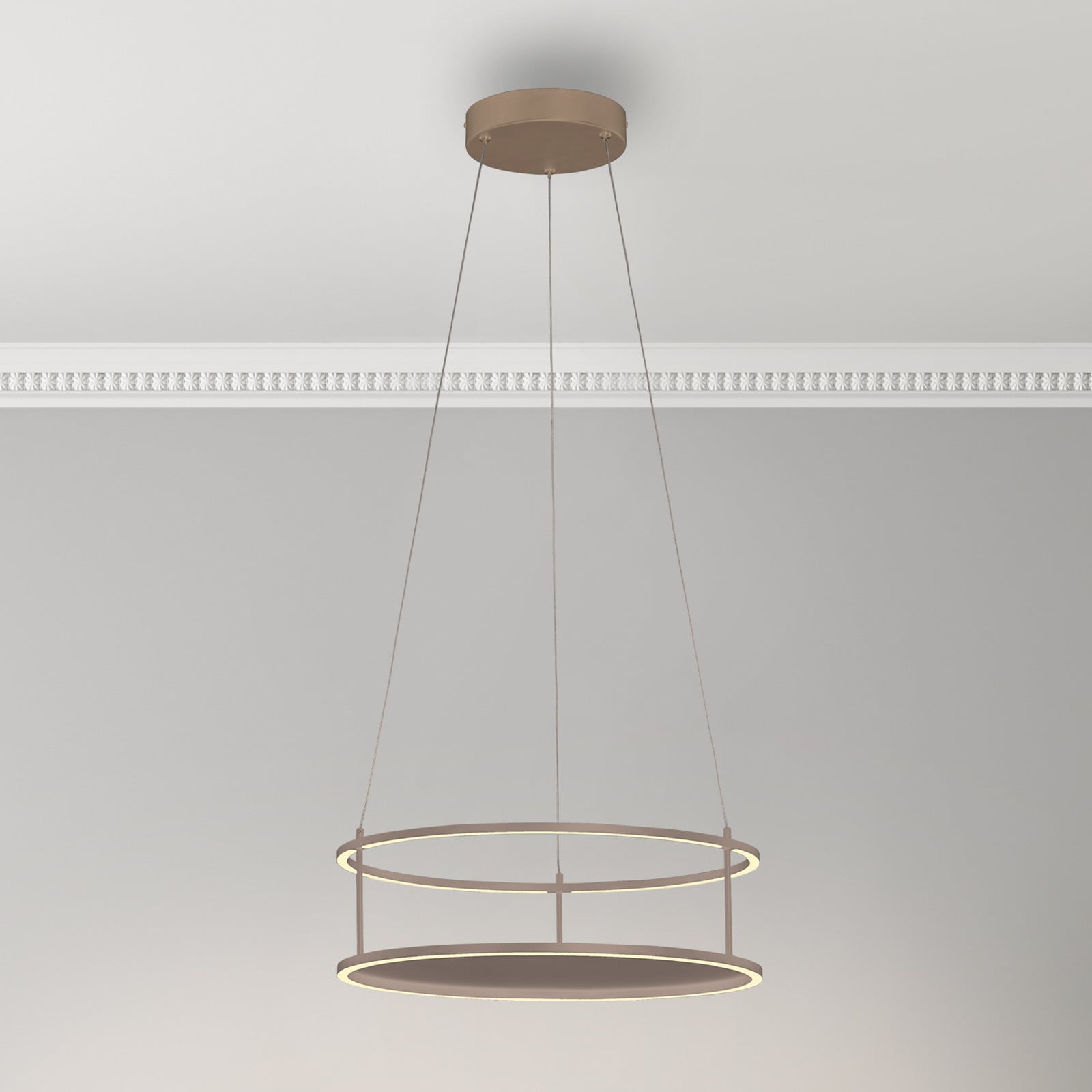 Lampă suspendată LED Paul Neuhaus Conni culoare nisip Ø 50 cm - Camera de zi / sufragerie - Modern - de culoarea nisipului - Metal