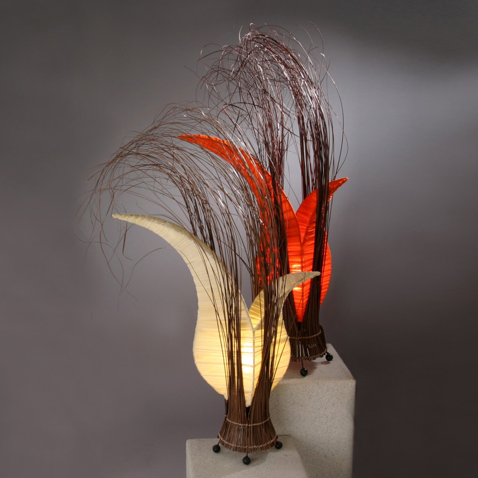Bunga lampe à poser, forme florale, orange