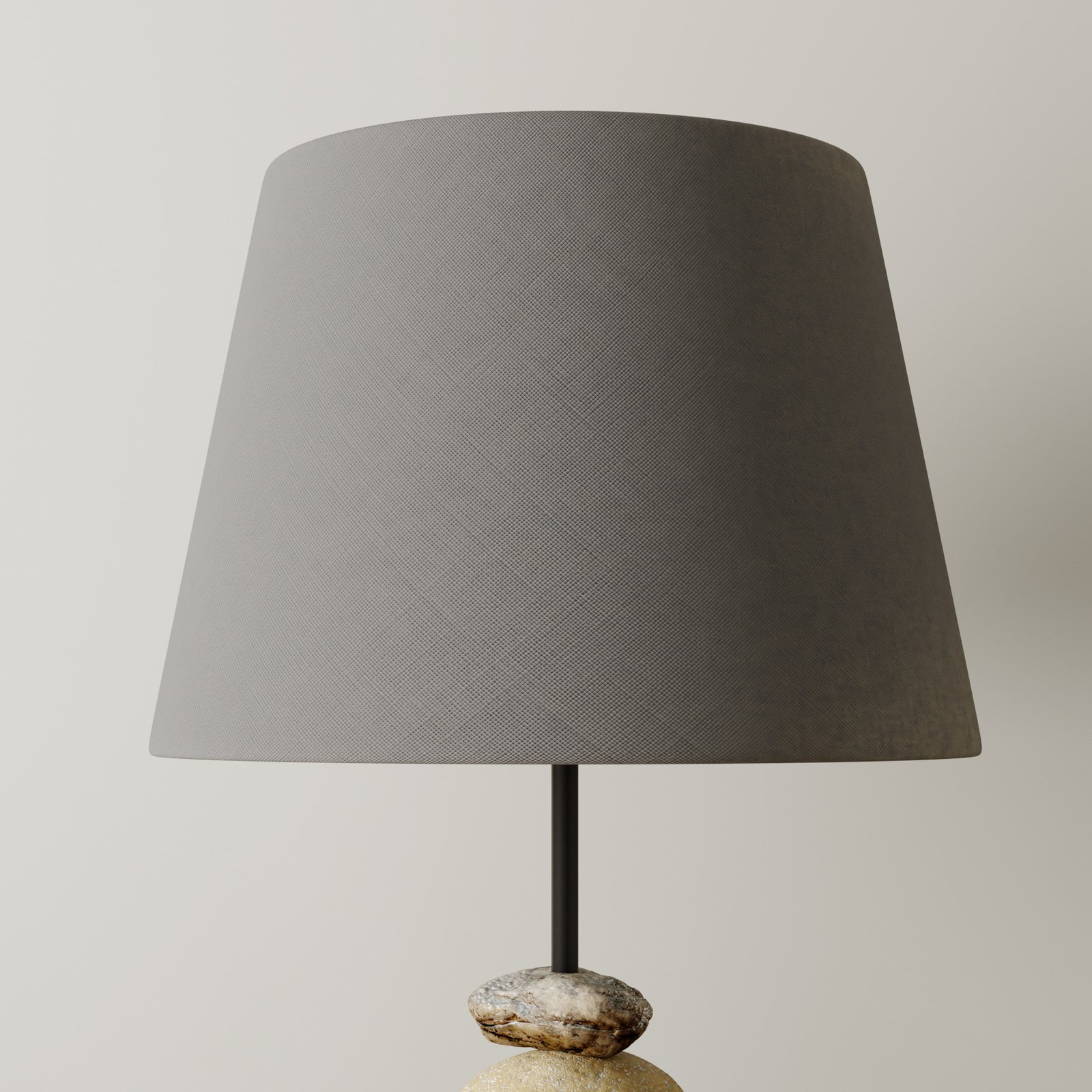Bordlampe Vera, stoffskjerm og steindeko, 55 cm