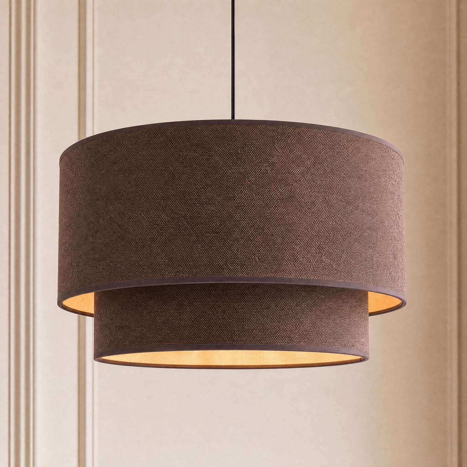 Lampa wisząca Boho, brązowo-złota, Ø 45 cm, tkanina, E27