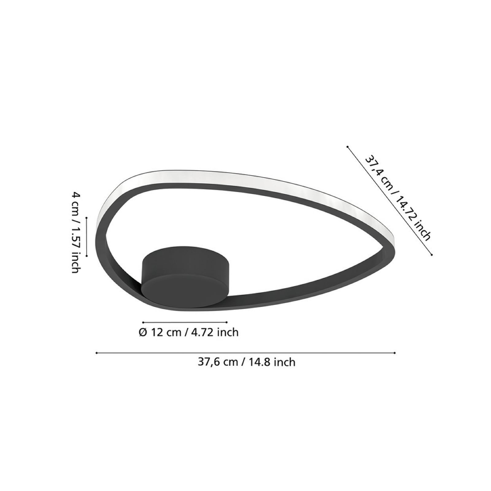 Plafonnier LED EGLO MOSCHELLA, noir, Ø 38 cm, CCT