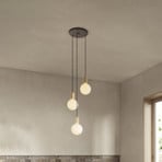 Tala viseća lampa Triple Pendant okrugla E27 opal crna/mesing