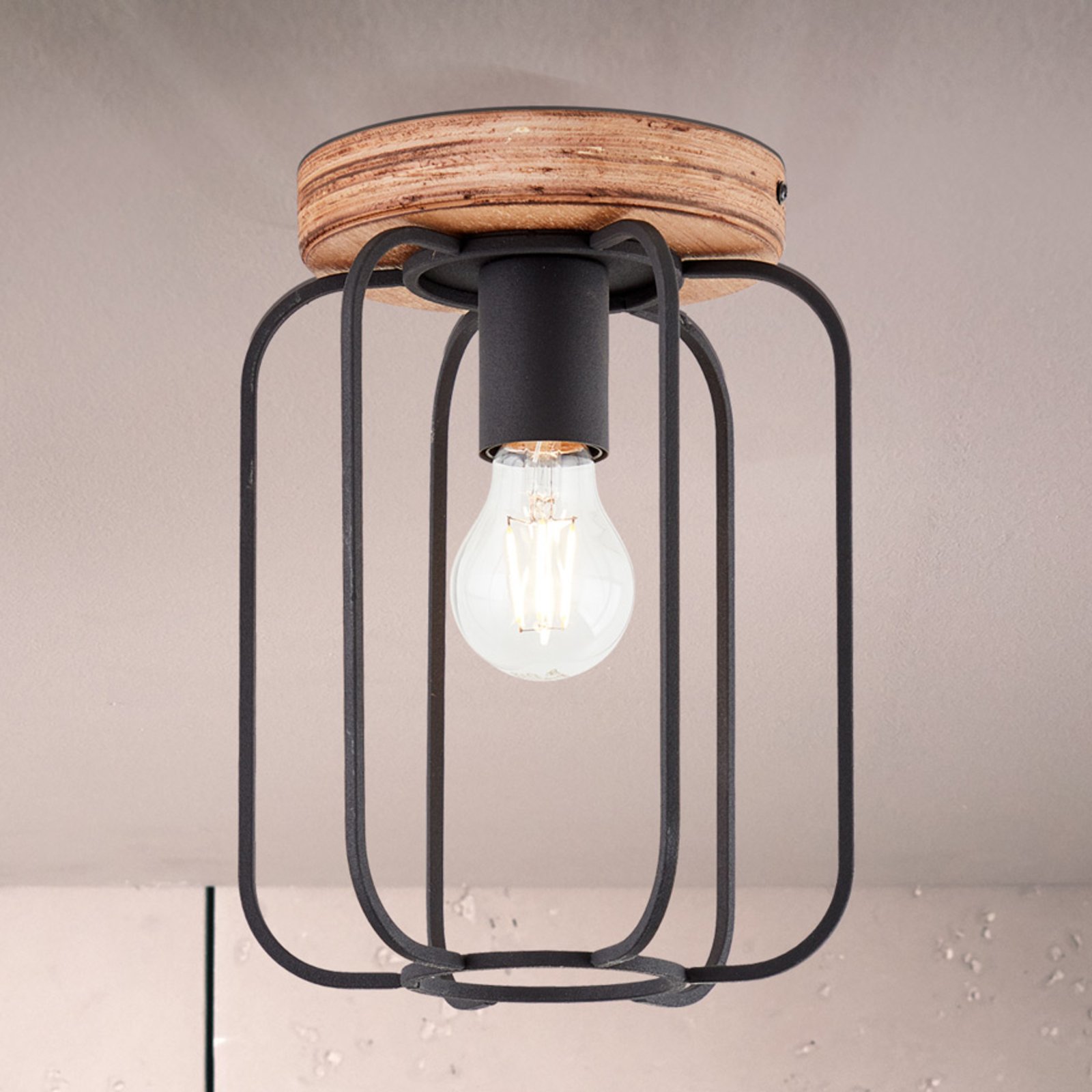 Plafondlamp Tosh met FSC-gecertificeerd hout