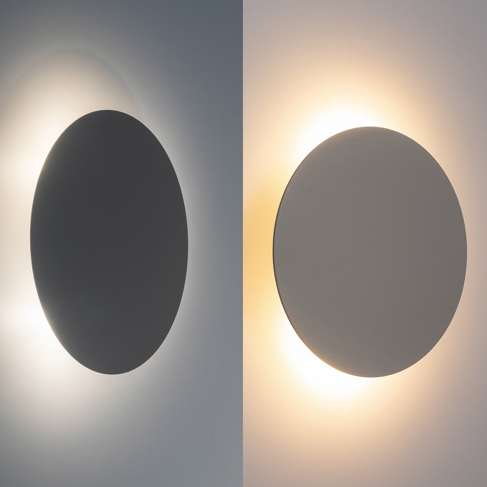 Wandlamp Luna, beige, indirect licht, Ø 30 cm, staal