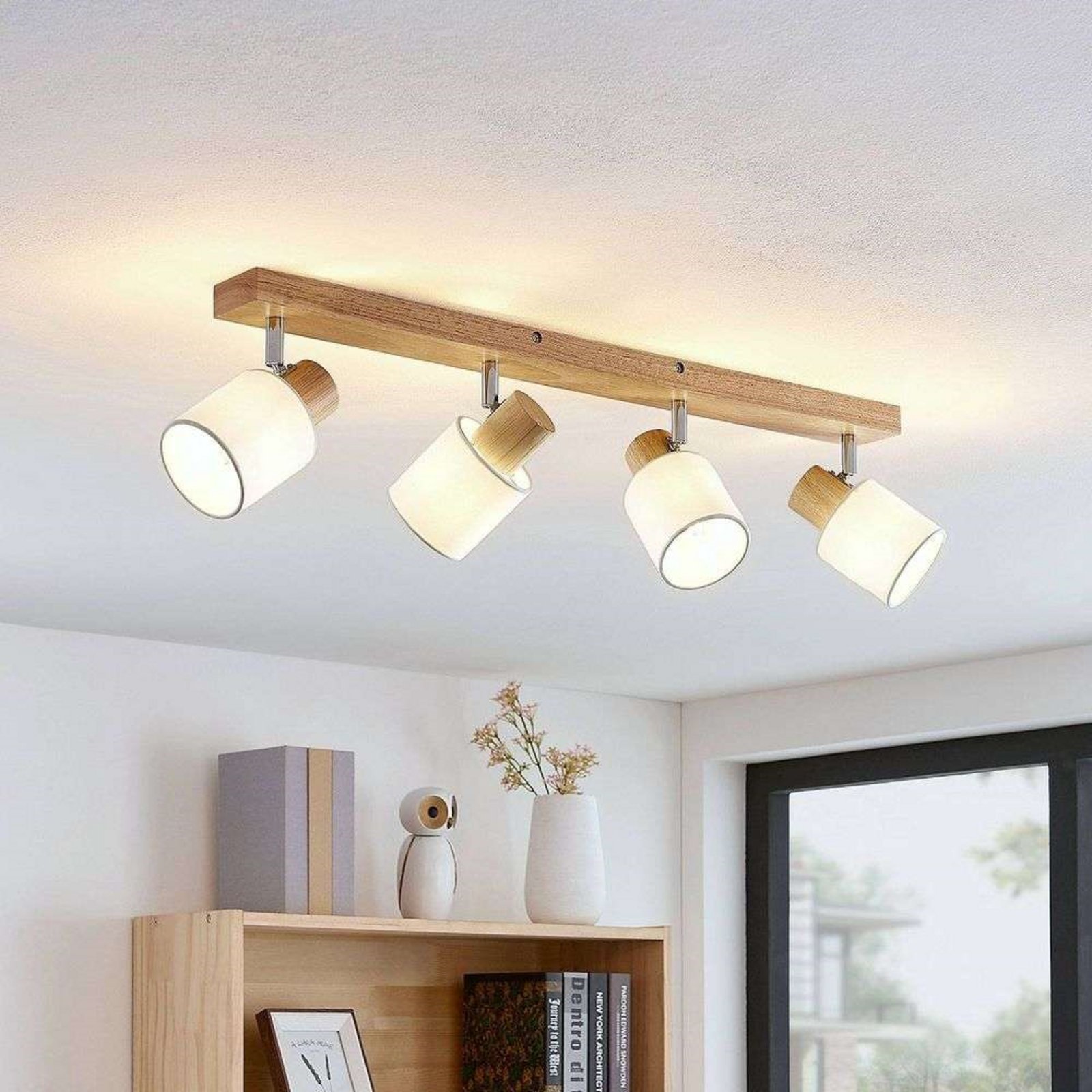 Wanessa 4 Ceiling Lamp Wood/White - Lindby