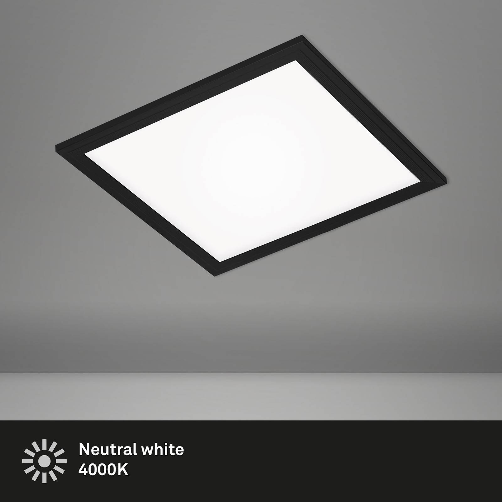 Brilonger Simple LED panel, black, ultra-flat, 30 x cm, for Workroom / Office, metal, plastic, 12 W, energy efficiency: A+, L: 29.5 cm, W: 295 cm, H: 5.5 cm