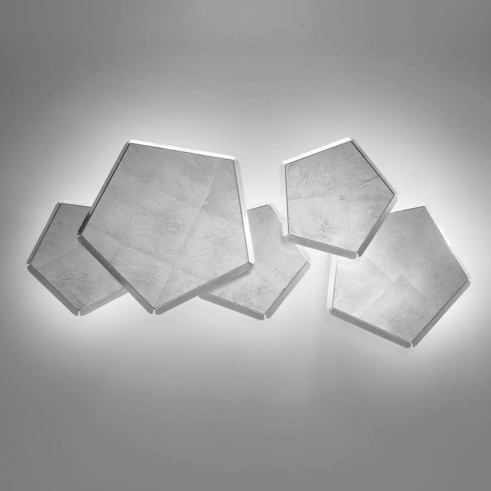 LED-vegglampe Pleiadi med sølvblad, 5 lyskilder