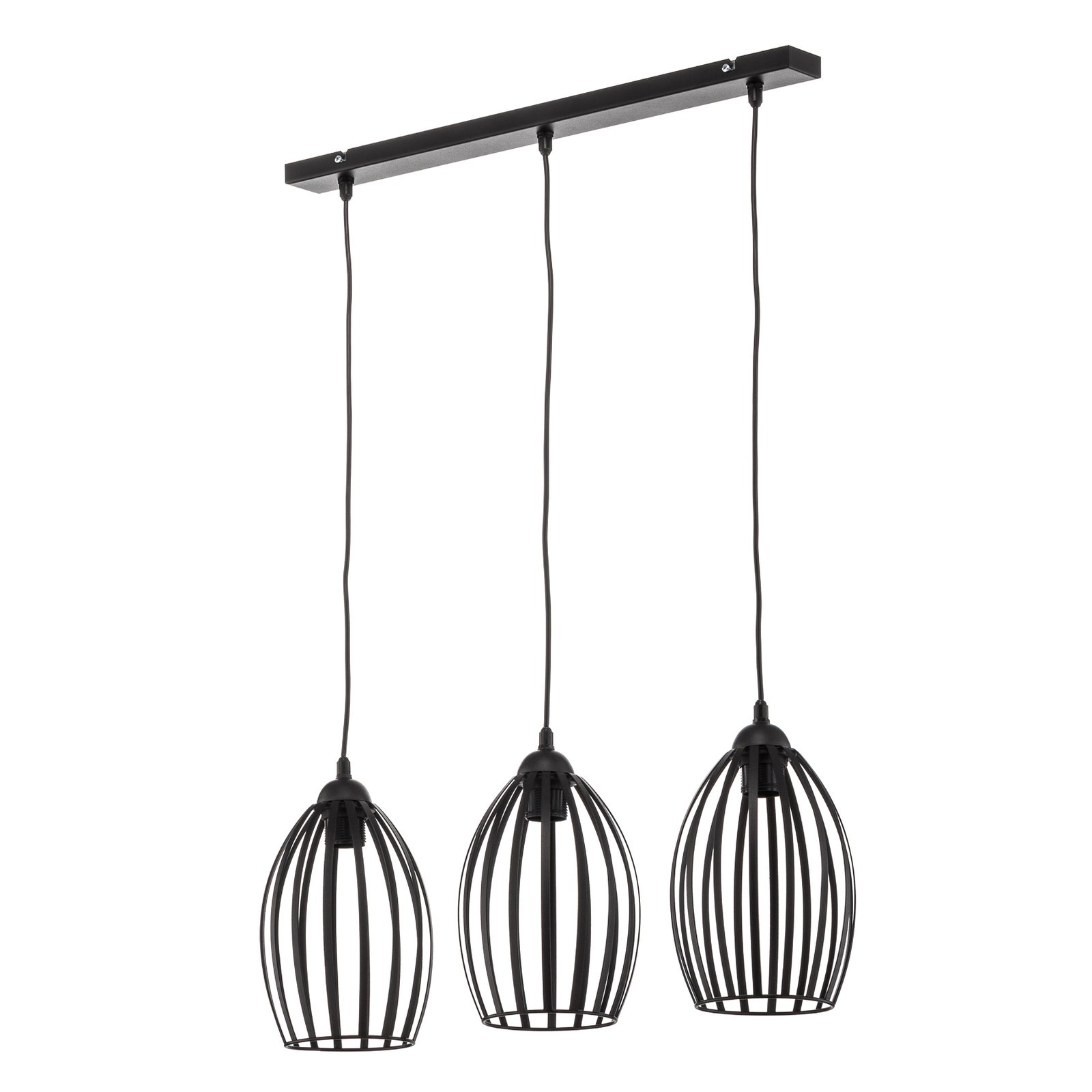 Dali hanging light in black, 3-bulb long