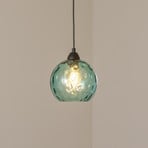 Pendelleuchte Benek, blau, Glas, Ø 20 cm, E27