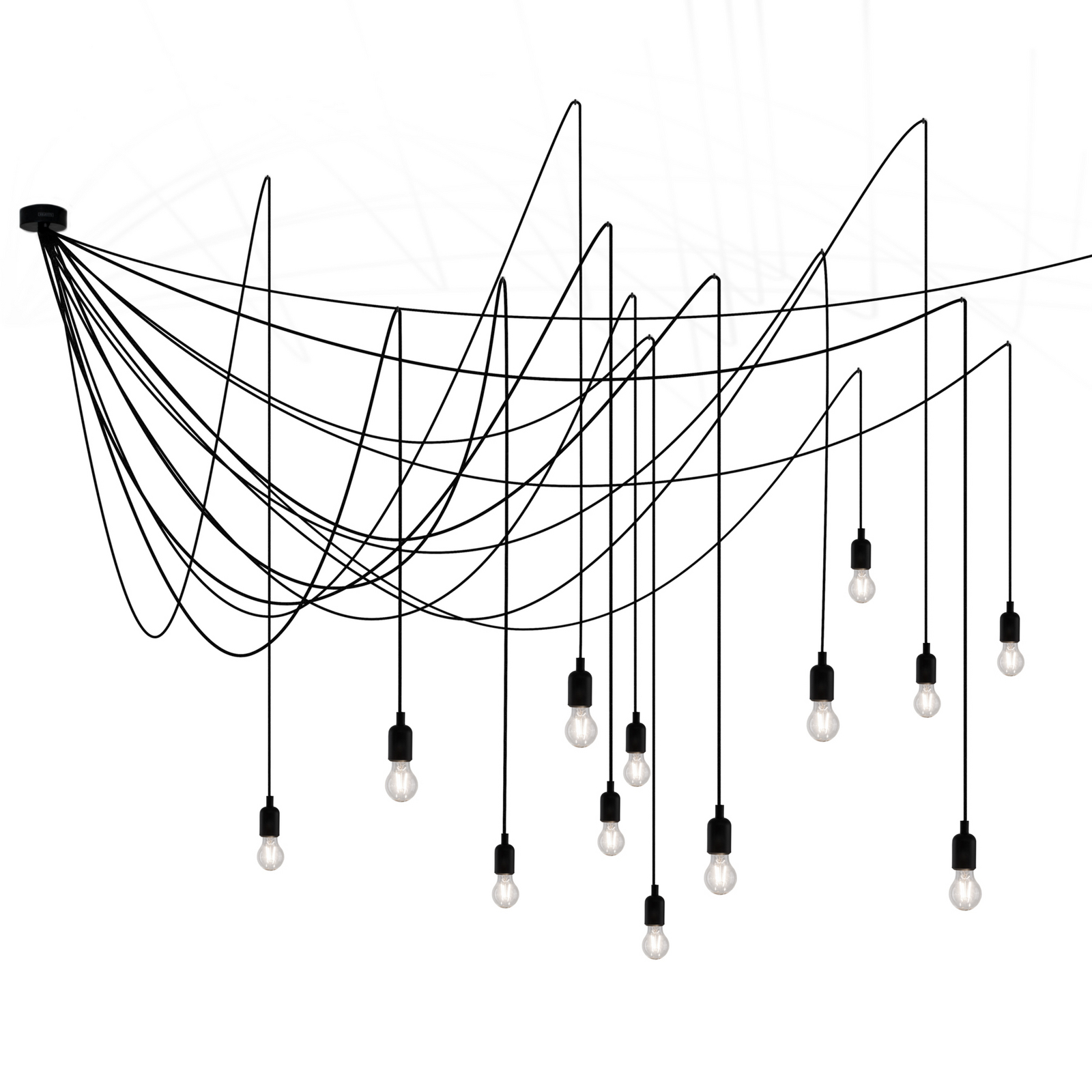 Suspension Maman, 14 ampoules, noir, bon plan retour - SELETTI