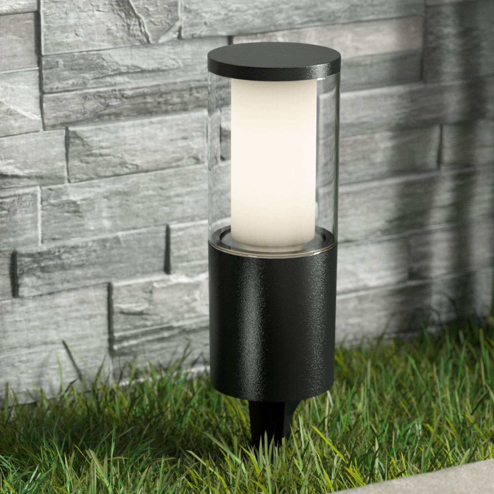 Fumagalli Carlo LED ground spike light black 25 cm 3.5 W CCT, cast resin, PMMA, GU10, 3.5 W, H: 25 cm