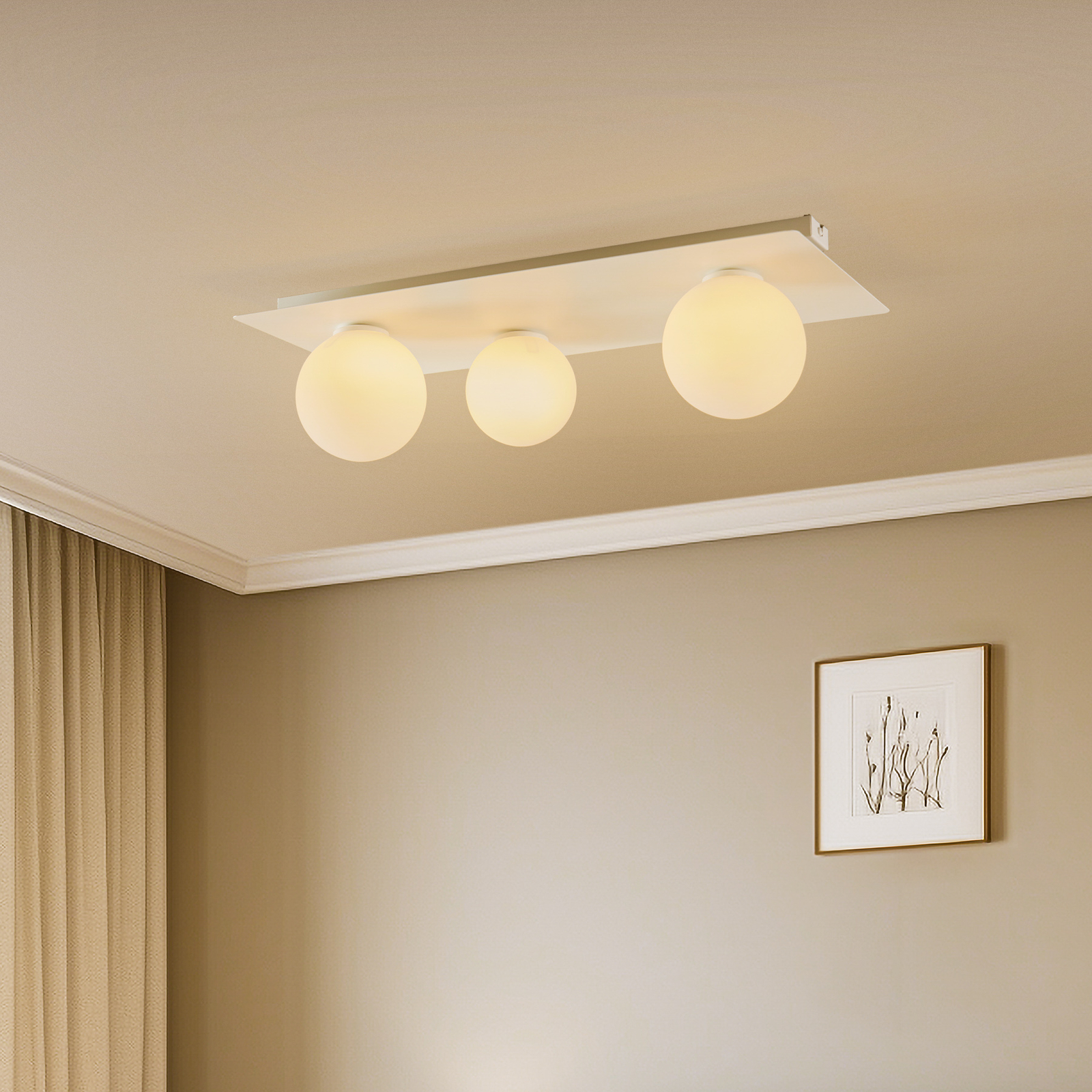 Firn ceiling light, angular, 3-bulb, white