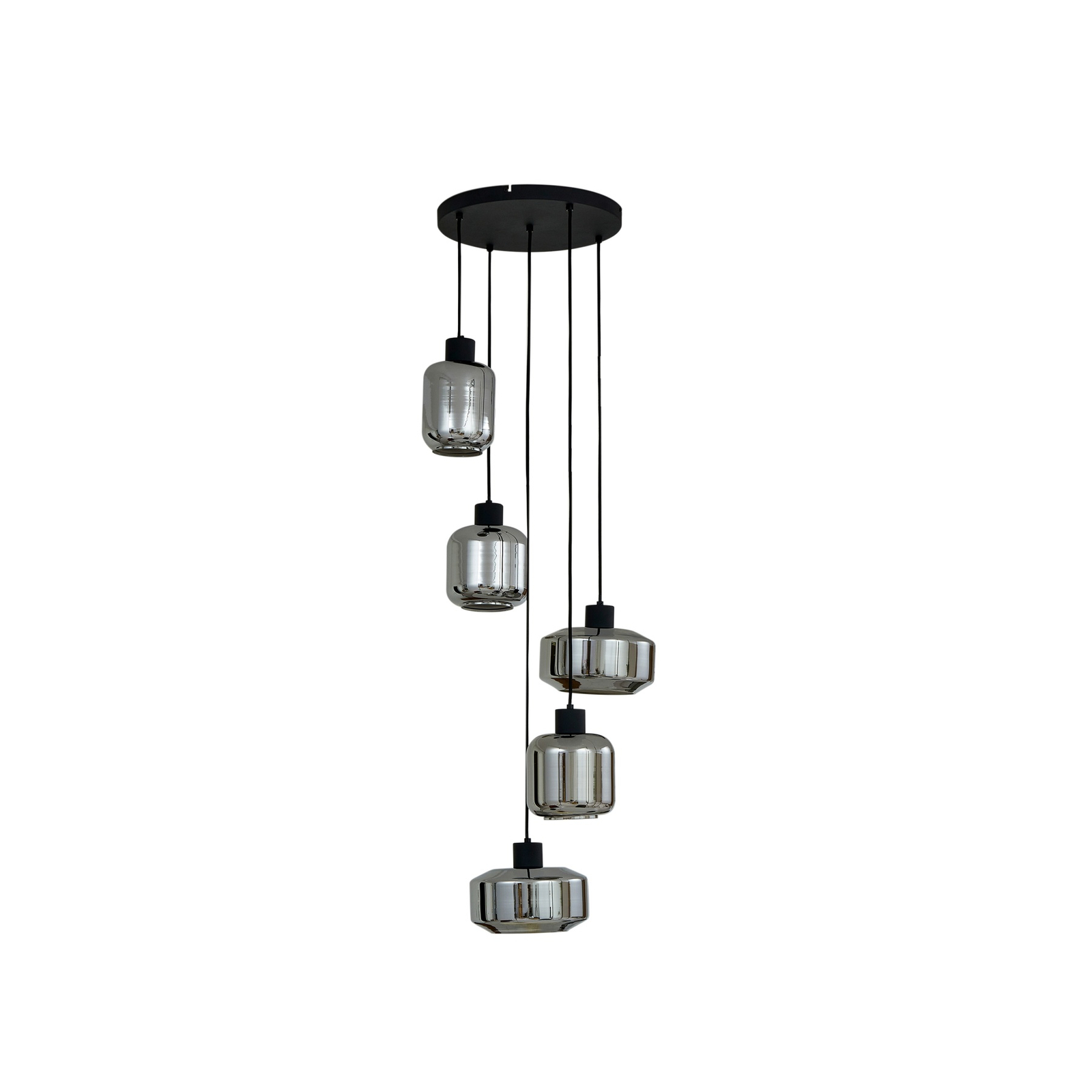 Suspension Lindby Hildur, Ø 22/16/13,5 cm, gris fumé, verre