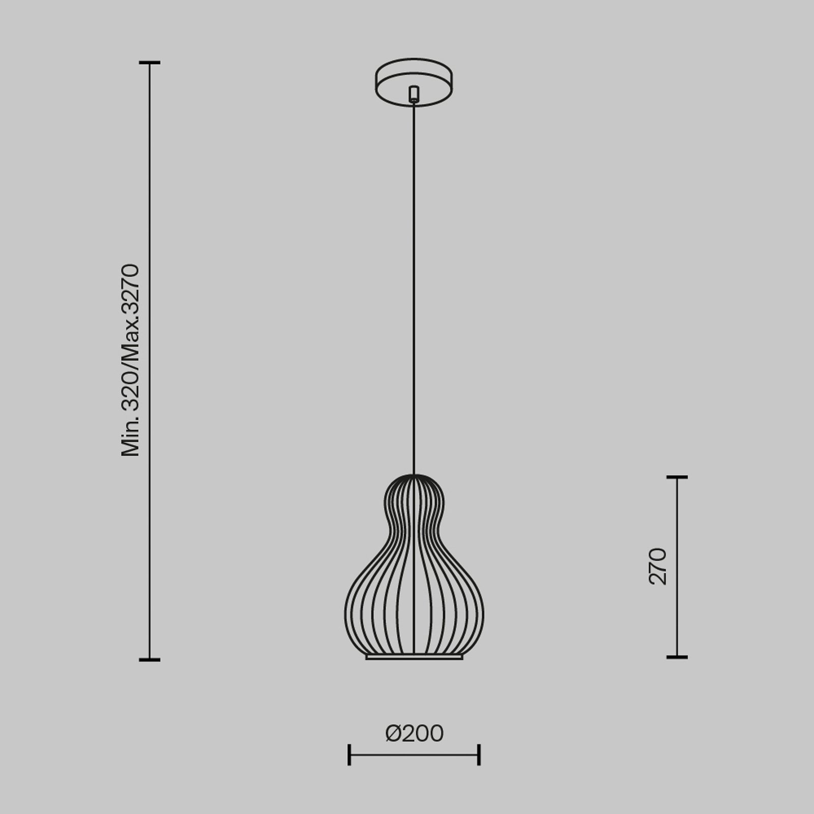 Maytoni Roots rippvalgusti, Ø 20 cm, kõrgus 27 cm, puit/must