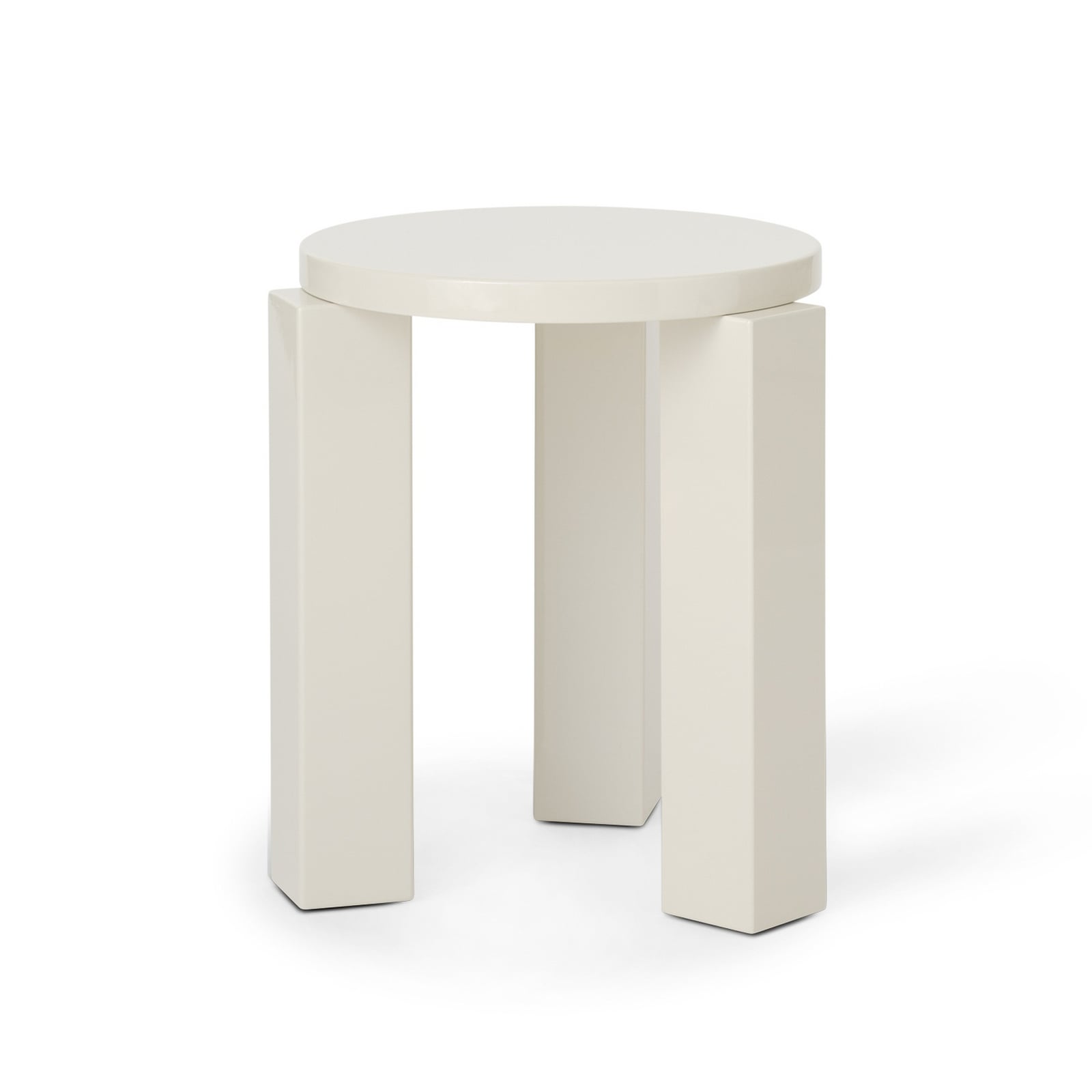 Atlas Hocker, creme, Ø 36 cm, Holz - New Works