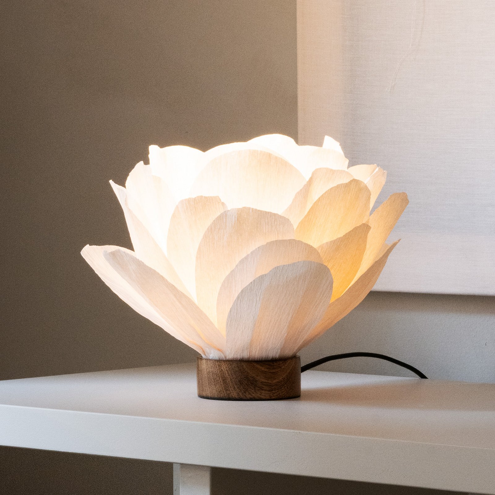 Lisa tafellamp, papier, wit, Ø 28 cm - Watt & Veke