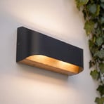 Lindby LED-utomhusvägglampa Lenore, svart, metall, 36,5 cm