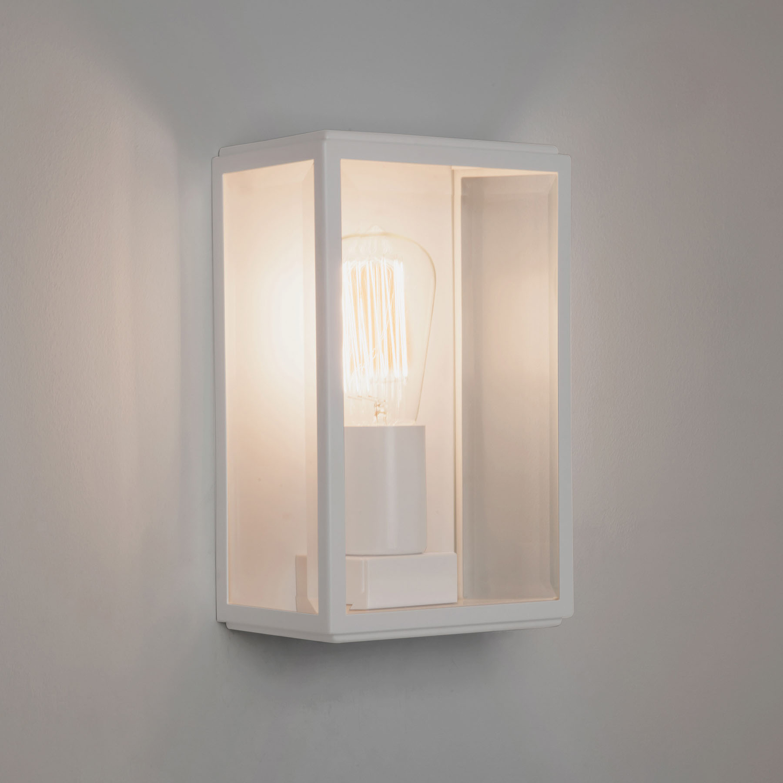 Astro Homefield Square outdoor wall light white, glass, metal, E27, 60 W, energy efficiency: A++, W: 16 cm, H: 25 cm