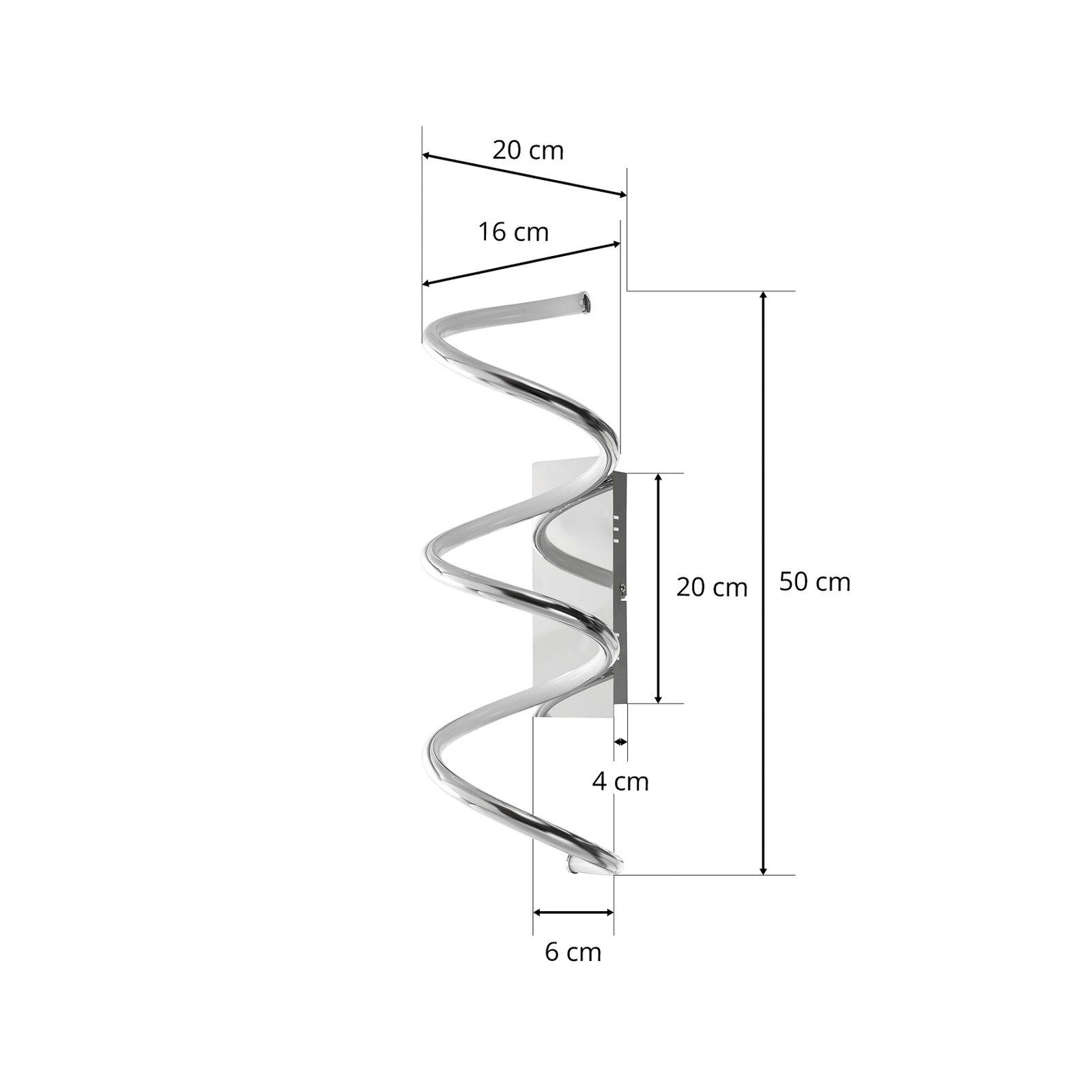 Lindby Agostara applique LED, spirale, argentée