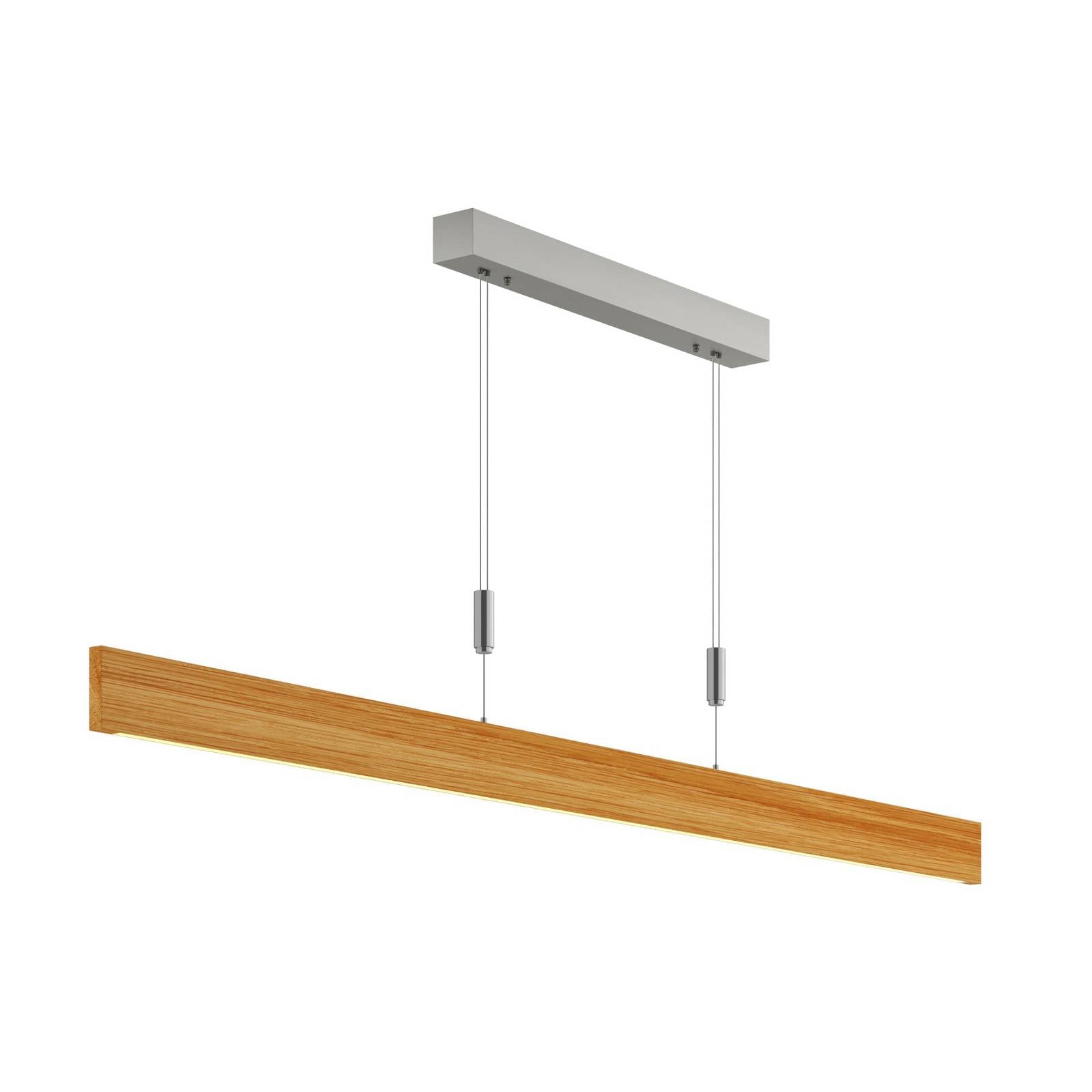 Quitani LED-Pendellampe Lise, Eiche hell, Länge 158 cm