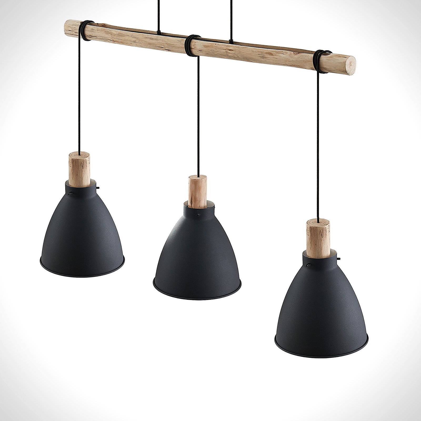 Lindby Trebale hänglampa, svart, 3 lampor