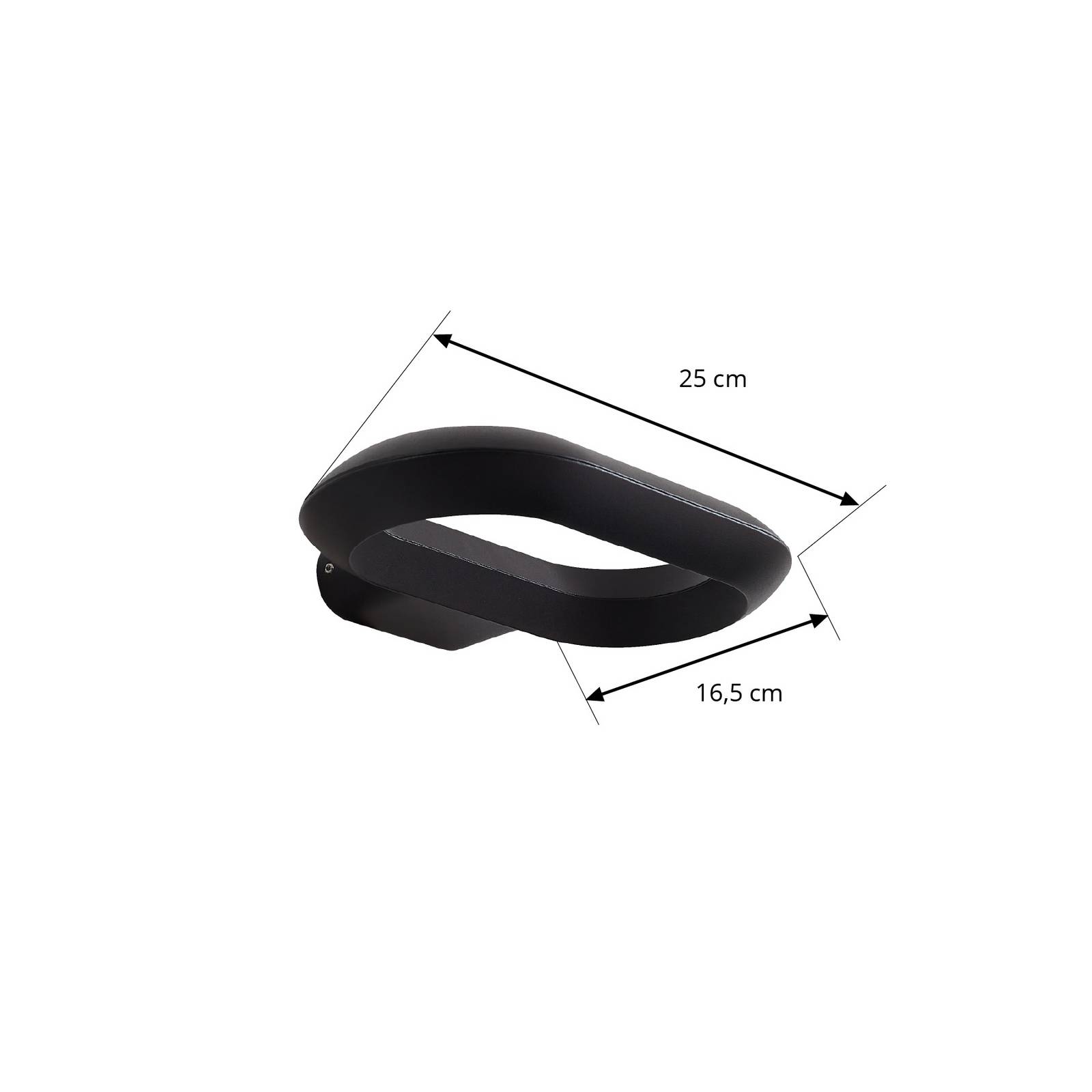 Lucande Kinkiet zewnętrzny LED LOOP, czarny, IP44, metal