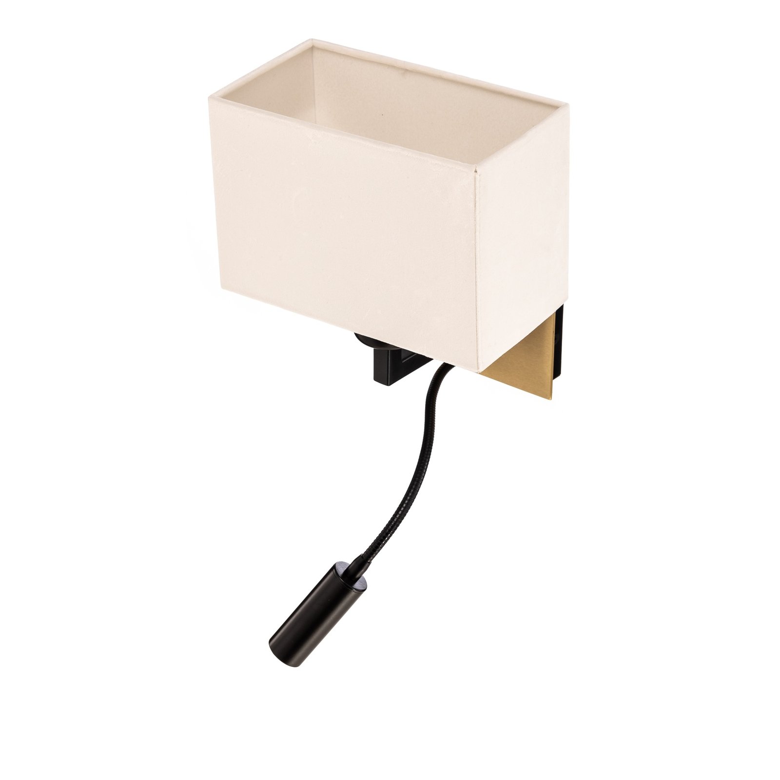 Wandlamp Harry, hoekig, messing/zwart/wit