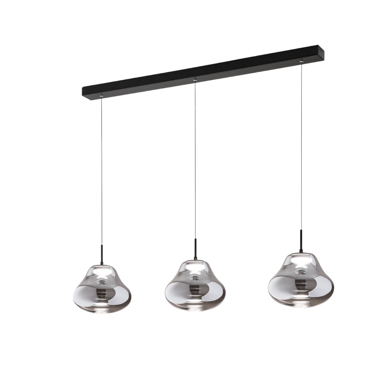 LED pendant light Deva, 3-bulb, 115 cm, grey, CCT, dimmable