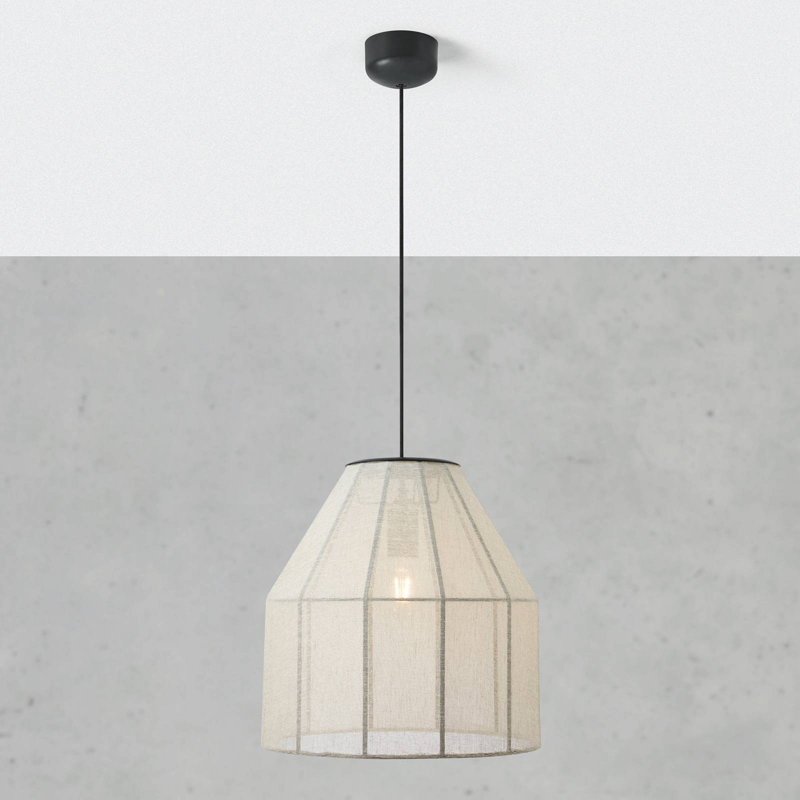 Lampa wisząca Aiko, beżowa/czarna, Ø 37 cm, tkanina/metal