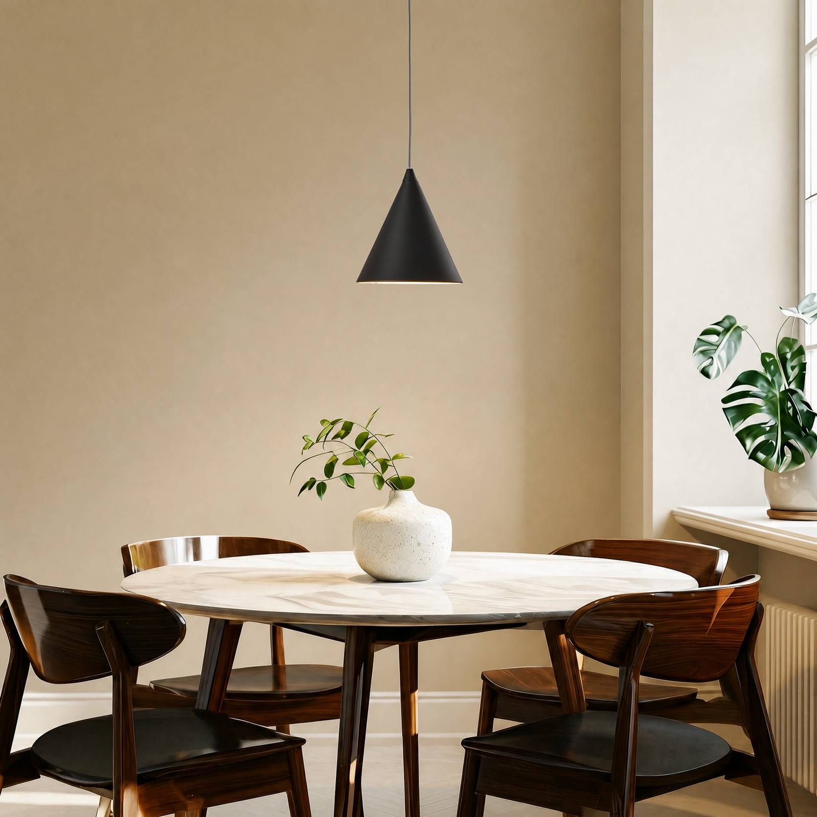 ALDEX Hanglamp Form, zwart, metaal, Ø 24 cm, kegelvormig, E27