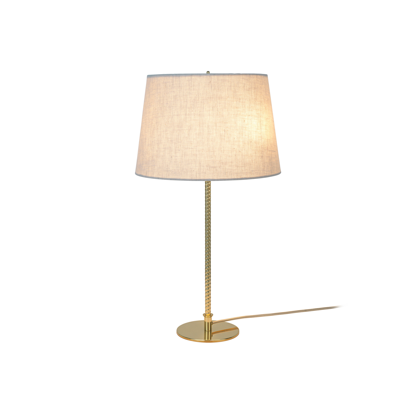 GUBI bordlampe 9205, messing, lærredsskærm, højde 58 cm